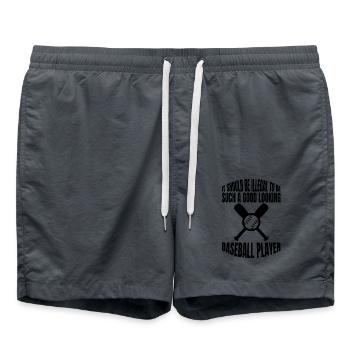 Baseballliebhaber Geschenk Baseball Baseballspiel - Badeshorts - Anthrazit - Vorne - AI Model Male 185 light (185cm)