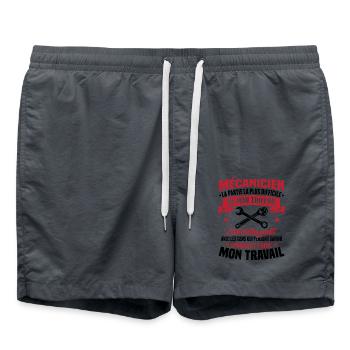 Humour Cadeau pour Mécanicien - Short de bain - charbon - Devant - AI Model Male 185 light (185cm)
