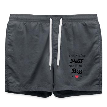 Je suis peut-être petite mais c'est moi le Boss - Short de bain - charbon - Devant - AI Model Male 185 light (185cm)