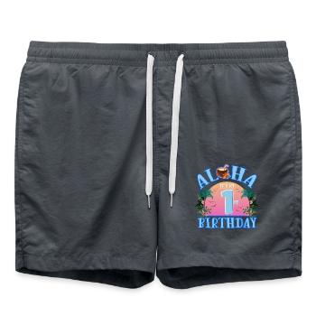 Aloha It's My 1st Birthday Kokosnuss Getränk Und - Badeshorts - Anthrazit - Vorne - AI Model Male 185 light (185cm)