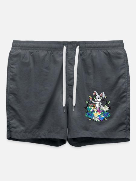 Frühlingsanfang Ostereier Osterhase Pinsel Ostern - Badeshorts - Anthrazit