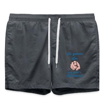 Auf geht's wandern lustiger Spruch für Wanderer - Badeshorts - Anthrazit - Vorne - AI Model Male 185 light (185cm)