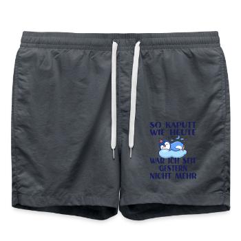 So kaputt wie heute war ich seit gestern nicht - Badeshorts - Anthrazit - Vorne - AI Model Male 185 light (185cm)