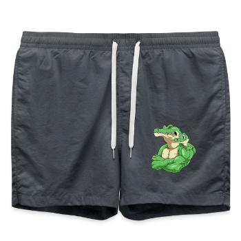 Starkes Krokodil mit Krokodil Kind - Badeshorts - Anthrazit - Vorne - AI Model Male 185 light (185cm)