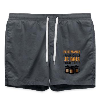 Elle mange pour deux je bois pour trois - Short de bain - charbon - Devant - AI Model Male 185 light (185cm)