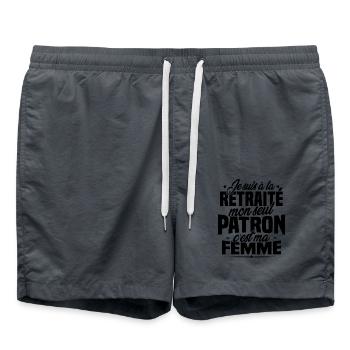 Cadeau retraité, Mon seul patron c'est ma femme - Short de bain - charbon - Devant - AI Model Male 185 light (185cm)