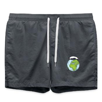 Earth Day Cute Penguin loves world - Badeshorts - Anthrazit - Vorne - AI Model Male 185 light (185cm)