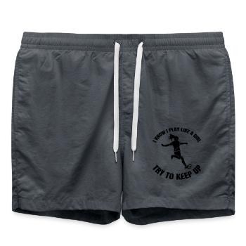 Fußball Mädchen Fußballtrainer Fußballspieler Frau - Badeshorts - Anthrazit - Vorne - AI Model Male 185 light (185cm)