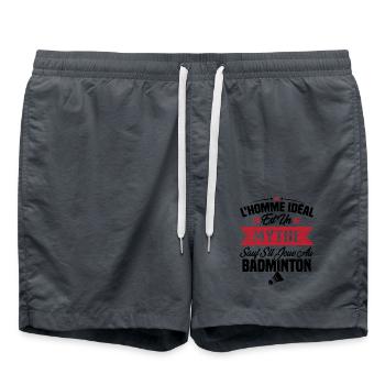 L'homme idéal est un mythe - Cadeau badminton - Short de bain - charbon - Devant - AI Model Male 185 light (185cm)