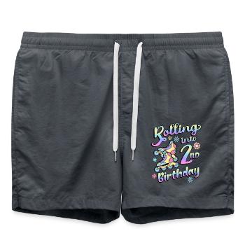 Rolling Into 2nd Birthday Roller Skater Inline - Swim Trunks - anthracite - Front - AI Model Male 185 light (185cm)