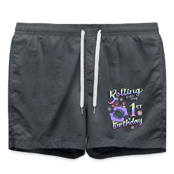 Rolling Into My 1st Birthday Quad Skater - Badeshorts - Anthrazit - Vorne - AI Model Male 185 light (185cm)