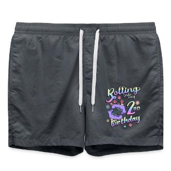 Rolling Into My 2nd Birthday Quad Skater - Badeshorts - Anthrazit - Vorne - AI Model Male 185 light (185cm)