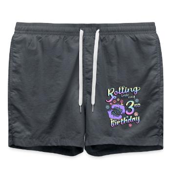 Rolling Into My 3rd Birthday Quad Skater - Badeshorts - Anthrazit - Vorne - AI Model Male 185 light (185cm)