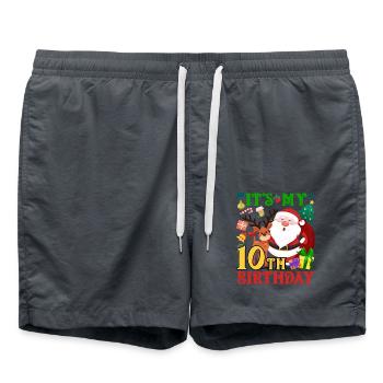 It's my 10th birthday Santa Claus - Swim Trunks - anthracite - Front - AI Model Male 185 light (185cm)