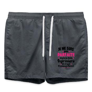 Pas parfaite mais je suis Infirmière - Short de bain - charbon - Devant - AI Model Male 185 light (185cm)