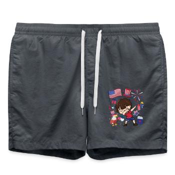 Dabbing Boy July 4 Independence Day - Swim Trunks - anthracite - Front - AI Model Male 185 light (185cm)