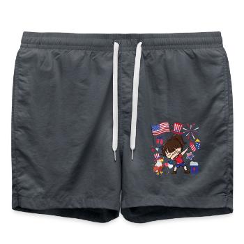 Dabbing Girl July 4 Independence Day - Swim Trunks - anthracite - Front - AI Model Male 185 light (185cm)