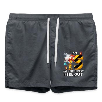 Fire engine with the theme I am 5 years old, - Swim Trunks - anthracite - Front - AI Model Male 185 light (185cm)