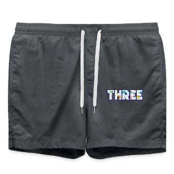 Three years of colorful dinosaurs 3rd birthday - Swim Trunks - anthracite - Front - AI Model Male 185 light (185cm)