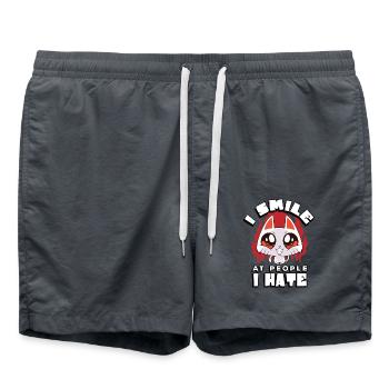 I smile at people I hate | - Swim Trunks - anthracite - Front - AI Model Male 185 light (185cm)