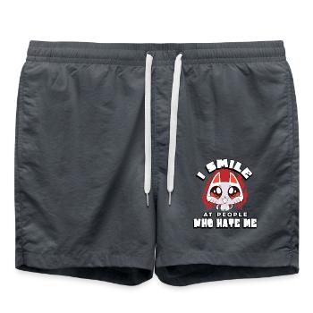 I smile at people who hate me | - Swim Trunks - anthracite - Front - AI Model Male 185 light (185cm)