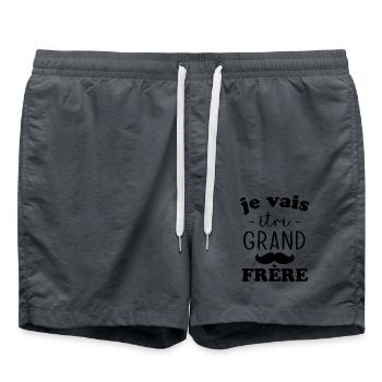 Je vais être grand Frère - Short de bain - charbon - Devant - AI Model Male 185 light (185cm)