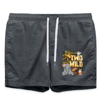 Two wild animals Endangered animals 2nd birthday child - Swim Trunks - anthracite - Front - AI Model Male 185 light (185cm)