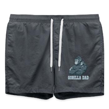 Gorilla Dad Gorilla Papa und Baby Papa Vatertag - Badeshorts - Anthrazit - Vorne - AI Model Male 185 light (185cm)