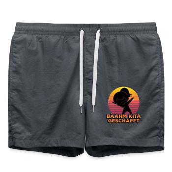 Bäähm Kita Geschafft Silhouette Dabbing Student - Badeshorts - Anthrazit - Vorne - AI Model Male 185 light (185cm)
