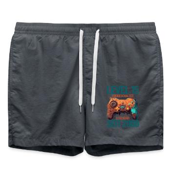 2008 Level 15 Jahre Gaming 15er 15 Geburtstag - Badeshorts - Anthrazit - Vorne - AI Model Male 185 light (185cm)
