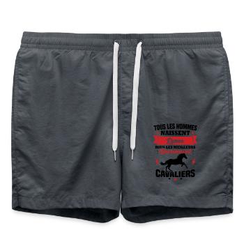 Les meilleurs hommes deviennent Cavaliers humour - Short de bain - charbon - Devant - AI Model Male 185 light (185cm)