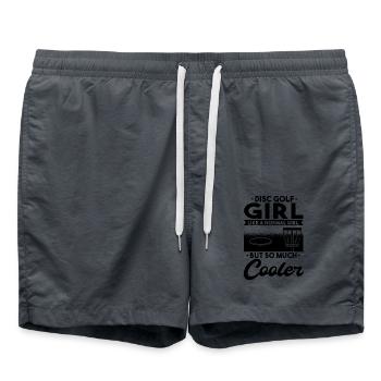 Disc Golf Girl Spruch - Badeshorts - Anthrazit - Vorne - AI Model Male 185 light (185cm)