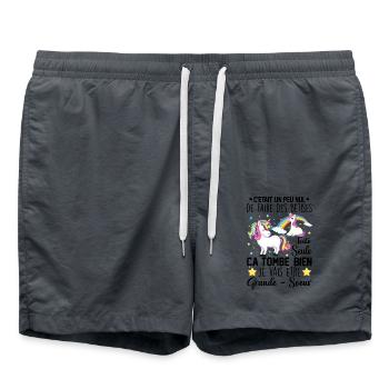 Je vais être grande soeur - Short de bain - charbon - Devant - AI Model Male 185 light (185cm)