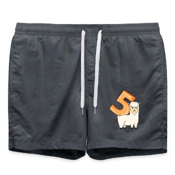 5 Jahre alt - 5. Geburtstag mit Tier Motiv - Badeshorts - Anthrazit - Vorne - AI Model Male 185 light (185cm)