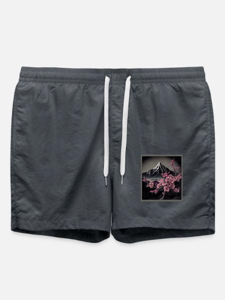 Vintage Japanese Sakura Cherry Blossom Temple - Swim Trunks - anthracite