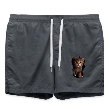 Cat Cute Kitten Cracked Cat Lovers Cats - Swim Trunks - anthracite - Front - AI Model Male 185 light (185cm)