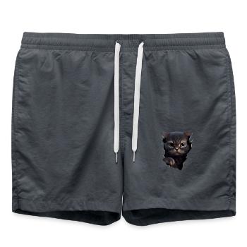 Cat Cute Kitten Cracked Cat Lovers Cats - Swim Trunks - anthracite - Front - AI Model Male 185 light (185cm)
