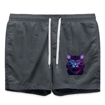 Chaton Chaton Chat Polygone Chat - Short de bain - charbon - Devant - AI Model Male 185 light (185cm)