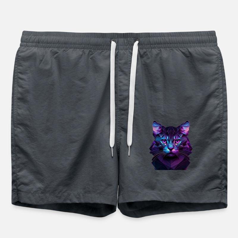 Chaton Chaton Chat Polygone Chat - Short de bain - charbon