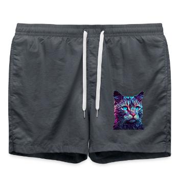 Cat Cats Kitten Polygon Cat - Swim Trunks - anthracite - Front - AI Model Male 185 light (185cm)