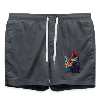 Chaton Chaton Chat Polygone Chat - Short de bain - charbon - Devant - AI Model Male 185 light (185cm)