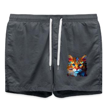 Chaton Chaton Chat Polygone Chat - Short de bain - charbon - Devant - AI Model Male 185 light (185cm)