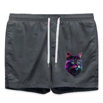 Cat Cats Kitten Polygon Cat - Swim Trunks - anthracite - Front - AI Model Male 185 light (185cm)