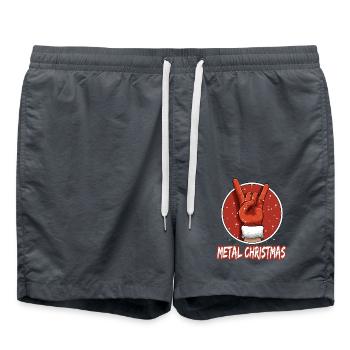 Funny Heavy Metal Music Santa Christmas - Badeshorts - Anthrazit - Vorne - AI Model Male 185 light (185cm)