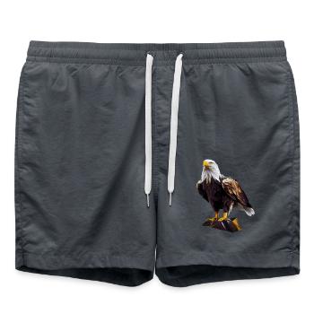 Cool polygon design with a bald eagle - Swim Trunks - anthracite - Front - AI Model Male 185 light (185cm)
