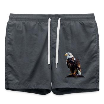 Cool polygon design with a bald eagle - Swim Trunks - anthracite - Front - AI Model Male 185 light (185cm)