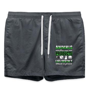 Animals are not products life doesnt have a price - Badeshorts - Anthrazit - Vorne - AI Model Male 185 light (185cm)