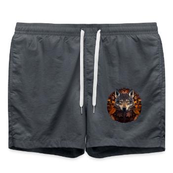 Loups Silhouette Conservation de la nature Bien-être animal Loup - Short de bain - charbon - Devant - AI Model Male 185 light (185cm)