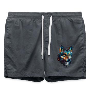 loups silhouette nature conservation bien-être animal loup - Short de bain - charbon - Devant - AI Model Male 185 light (185cm)