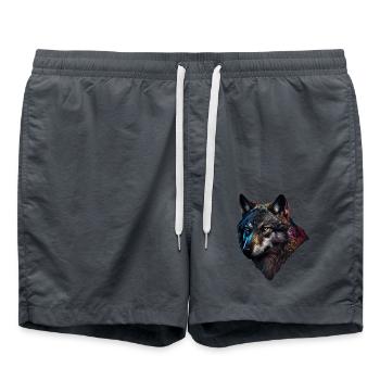 Loups Silhouette Conservation de la nature Bien-être animal Loup - Short de bain - charbon - Devant - AI Model Male 185 light (185cm)